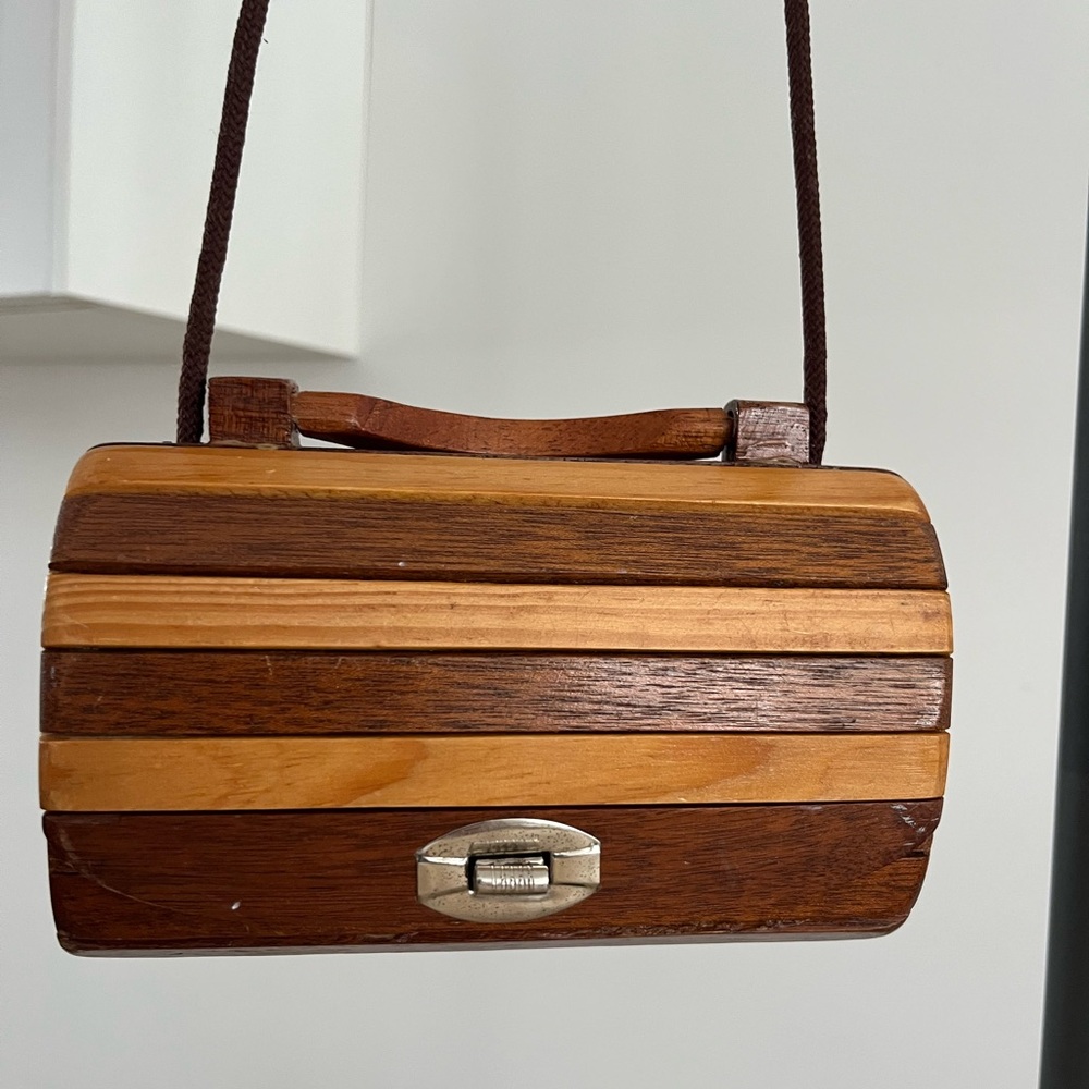 Wooden Striped Handbag